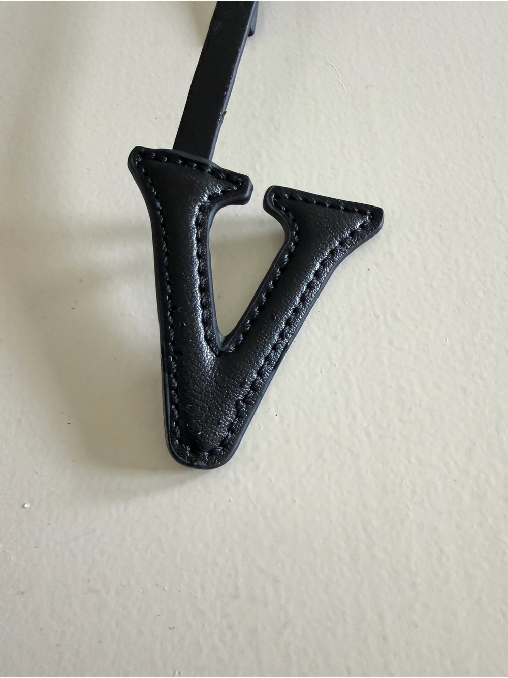 Black V Initial Key & Card Holder Strap